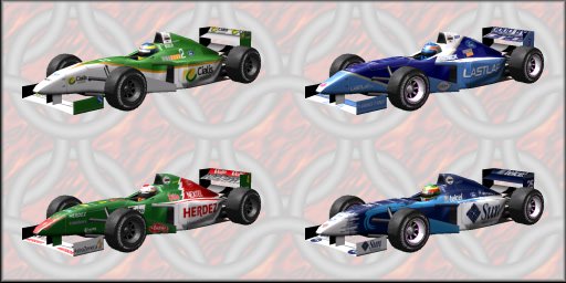 Illustrated cars - Sebastien Bourdais, #2, Paul Tracy, #3, Roberto Gonzalex, #4 and Luis Diaz, #25, from the Mexico City set